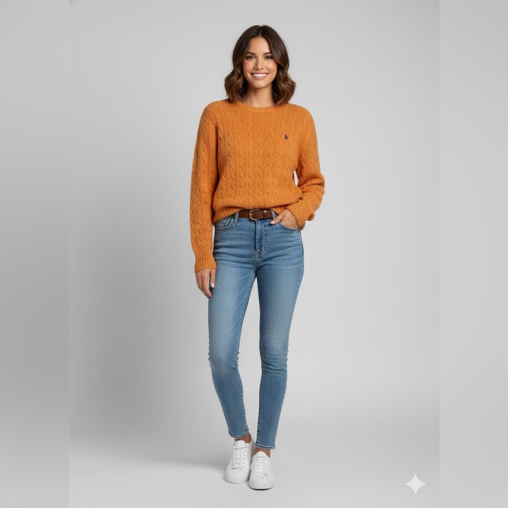 32 Vintage 1990s Polo Ralph Lauren Cable Rope Knit 100% Lambs Wool Sweater XXL